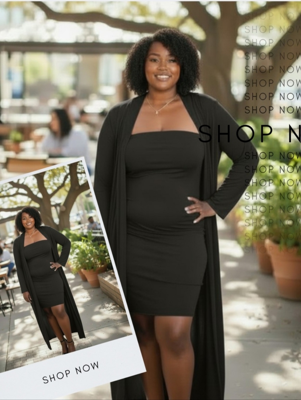 PLUS SIZE - 2pc Dress Set - BLACK